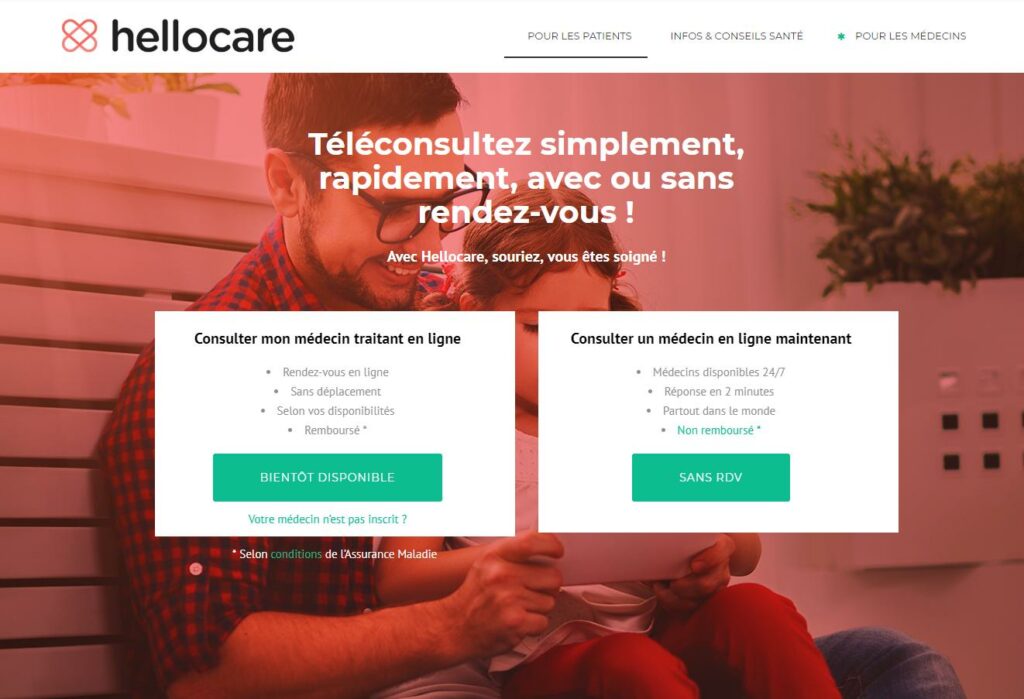 Hellocare, une plateforme pour consulter un médecin en ligne.