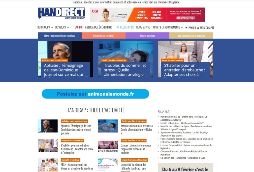 handirect.fr page d'accueil