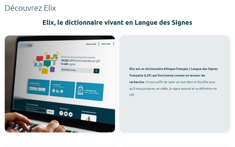 page web Le Dico Elix_ image du site web
